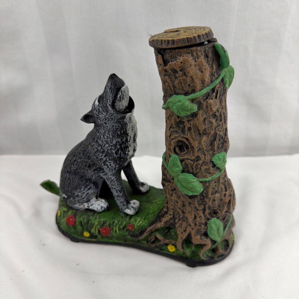 Wolf and Squirrel Cast Iron Mechanical Bank By Bits & Pieces